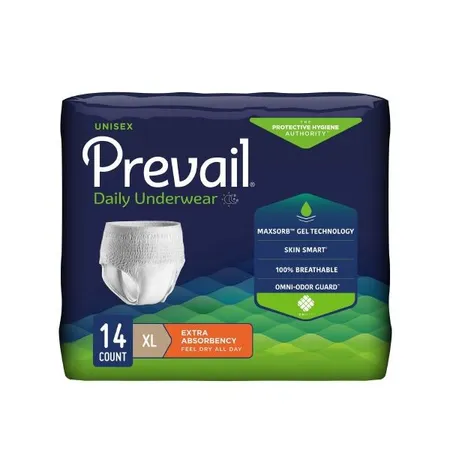 Underwear Prevail Extra Absorbency X-Large 58" - 68" White, 14/Pk